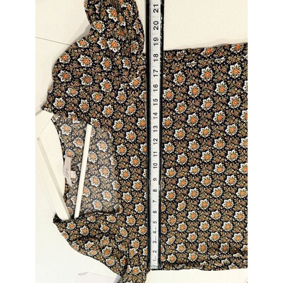 Loft Top Womens Peasant Cottageocre Floral Old Money Romantic Black Orange Sz S - Picture 9 of 11